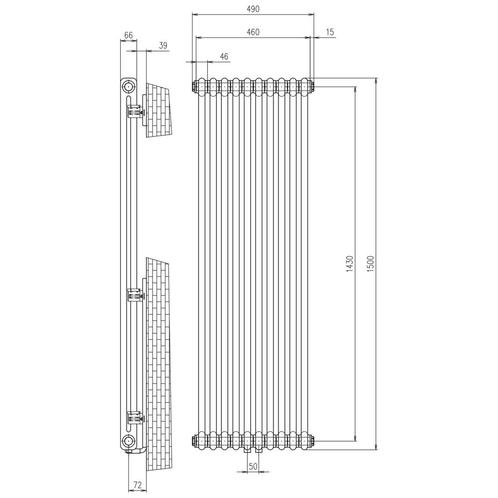 Designradiator Sapho Fede 150x49 cm Mat Wit, Doe-het-zelf en Verbouw, Sanitair, Ophalen of Verzenden