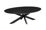 Salontafel Mangohout Tess Ovaal Zwart 130x70, Huis en Inrichting, Tafels | Salontafels, 100 tot 150 cm, Verzenden, Nieuw, 50 tot 100 cm