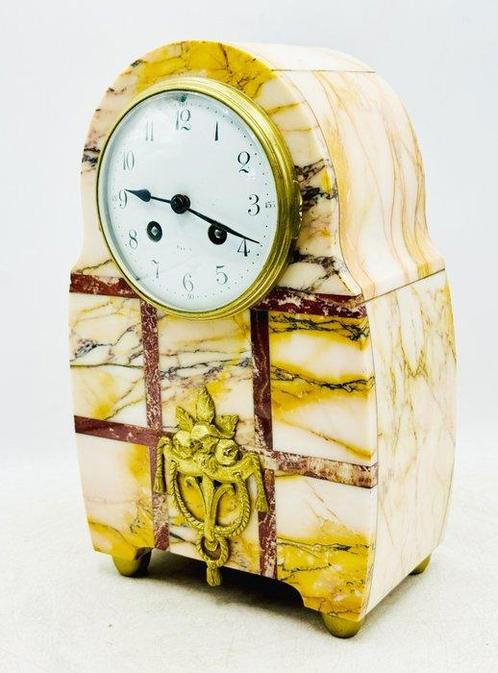Klok - Art Nouveau Marmer, Messing - 1900-1910, Antiek en Kunst, Antiek | Klokken