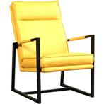 Leren fauteuil Square - Toledo Giallo (geel), Huis en Inrichting, Fauteuils, Nieuw, Ophalen of Verzenden, 50 tot 75 cm, Industrieel, Modern