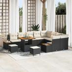 vidaXL Tuin Sofa Set met kussen 12 pcs Zwart Poly riet, Verzenden, Nieuw, Rotan
