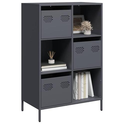 vidaXL buffetkast 68x39x103,5 cm staal antracietkleurig, Huis en Inrichting, Kasten | Buffetkasten, Nieuw, Metaal, Verzenden