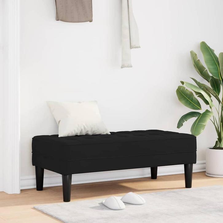 vidaXL Bank Zwart 113 x 57 x 39 cm Fluweel, Huis en Inrichting, Banken | Bankstellen, Nieuw, Minder dan 150 cm, Stof, Verzenden