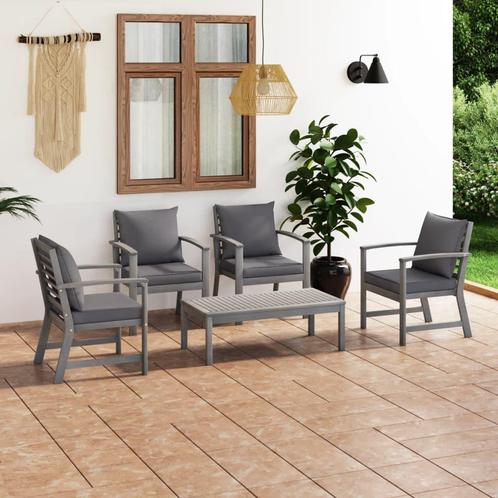 vidaXL 5-delige Loungeset met kussens massief acaciahout, Tuin en Terras, Tuinsets en Loungesets, Loungeset, Nieuw, Hardhout, Verzenden