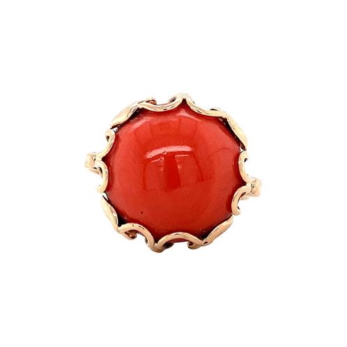 Gouden ring met bloedkoraal 14 krt, Sieraden, Tassen en Uiterlijk, Ringen, Nieuw, Ophalen of Verzenden