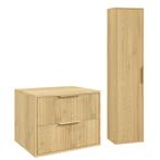 Wastafelkast Rimini 60 cm - Eiken -  Badmeubel met Kolomkast, Verzenden, Nieuw