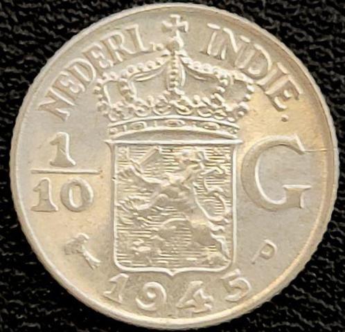 Nederlands Indie zilveren 1/10 Gulden (1918-1945), Postzegels en Munten, Munten | Nederland, Losse munt, 10 gulden, Koningin Wilhelmina