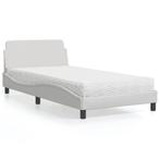 vidaXL Bed met matras Dover kunstleer wit 100x200 cm, Huis en Inrichting, Overige materialen, 100 cm, Eenpersoons, Verzenden
