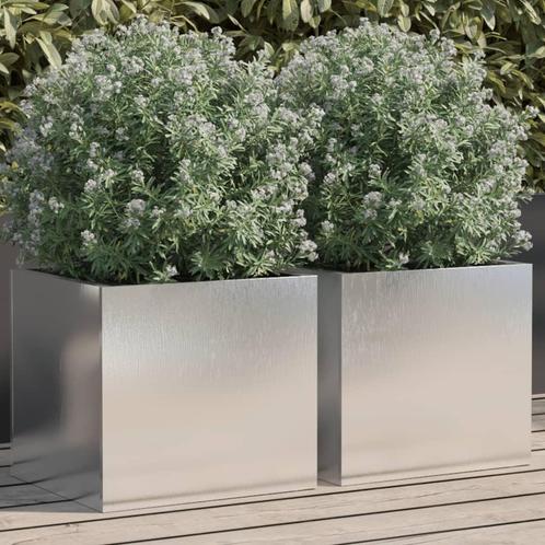vidaXL Plantenbakken 2 st 32x30x29 cm roestvrij staal, Tuin en Terras, Bloembakken en Plantenbakken, Nieuw, Metaal, Verzenden
