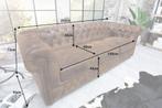 Chesterfield 3-zitsbank 205cm zwart kunstleer klinknagels, Ophalen of Verzenden, Nieuw