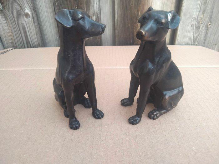 Beeldje, Twee bronzen honden - 13 cm - Brons - 2000, Antiek en Kunst, Curiosa en Brocante