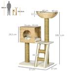 TRUUSK Krabpaal 100,5 Cm Hoog Met Kattenhol, Bed En Kattentr, Dieren en Toebehoren, Katten-accessoires, Verzenden, Nieuw
