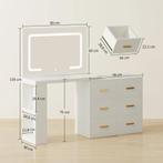 Kaptafel Met Verstelbare LED-spiegel, Stopcontacten, 6 Laden, Verzenden, Nieuw