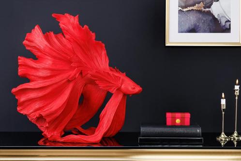Design decoratief figuur vechtende vis CROWNTAIL 65cm rood, Huis en Inrichting, Woonaccessoires | Vazen, Ophalen of Verzenden