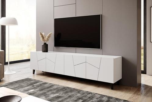 TV-Meubel wit 200x40x52 - 4 deuren metalen pootjes, Huis en Inrichting, Kasten | Televisiemeubels, 200 cm of meer, 25 tot 50 cm