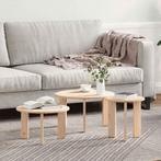 vidaXL Salontafel 3 pcs Naturel 47.5 x 47.5 x 27 cm Massief, Huis en Inrichting, Tafels | Salontafels, Minder dan 50 cm, Verzenden