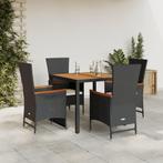 vidaXL 5-delige Tuinset met kussens poly rattan zwart, 4 zitplaatsen, Nieuw, Tuinset, Verzenden