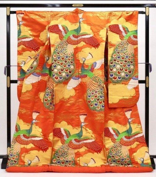 Prachtige Kimono: Kleurrijke Uchikake - Fenix - Zijde -, Antiek en Kunst, Antiek | Overige Antiek