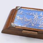 Sieradendoos - Houten Muziekdoos Met Zilver 925 Decoratie,, Antiek en Kunst