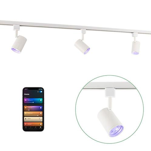 Smart Railsysteem 1-fase Wit 1 Meter HUE compatible Incl. 3x, Huis en Inrichting, Lampen | Plafondlampen, Ophalen of Verzenden