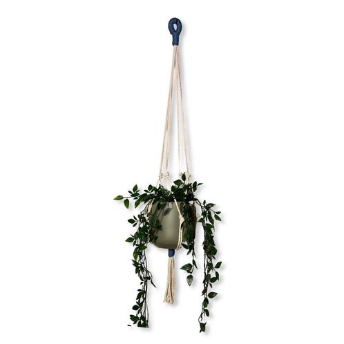 Plantenhanger Wacky Wit/Blauw - Katoen - Macramé -, Huis en Inrichting, Woonaccessoires | Overige, Nieuw, Ophalen of Verzenden