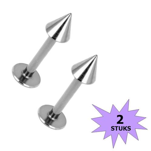 Fako Bijoux® - Labret Piercing - Spike - 3mm - Zilverkleurig, Sieraden, Tassen en Uiterlijk, Piercings, Verzenden
