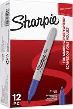 Sharpie Fine Point permanent marker 1mm blauw (Doos 12st.), Nieuw, Verzenden