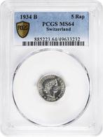 Zwitserland, Bern 5 Rappen 1934 - NGC MS64, Postzegels en Munten, Munten | Europa | Niet-Euromunten