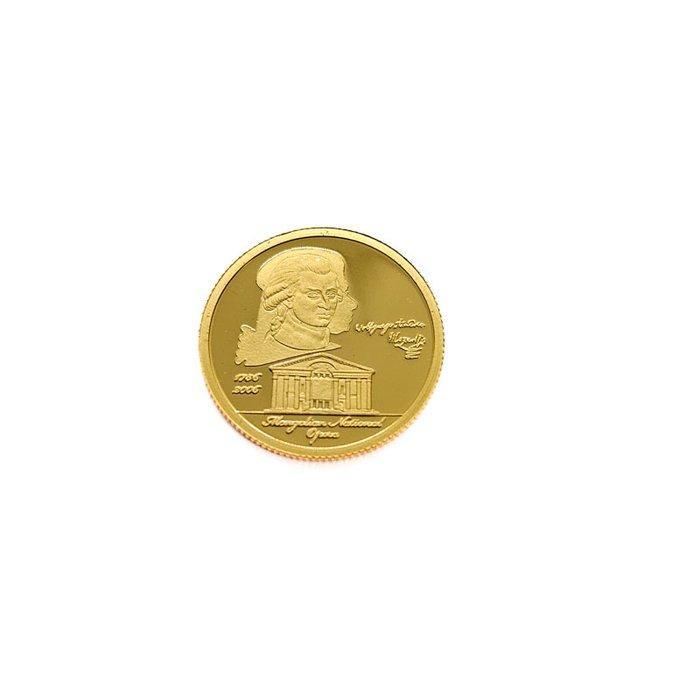 Mongolië. 1000 Togrog 2006 - Mozart - 1/25 Oz., Postzegels en Munten, Edelmetalen en Baren