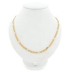 Bicolor gouden fantasie schakel ketting | 51,5 cm (geelgoud), Sieraden, Tassen en Uiterlijk, Kettingen, Ophalen of Verzenden, Gebruikt
