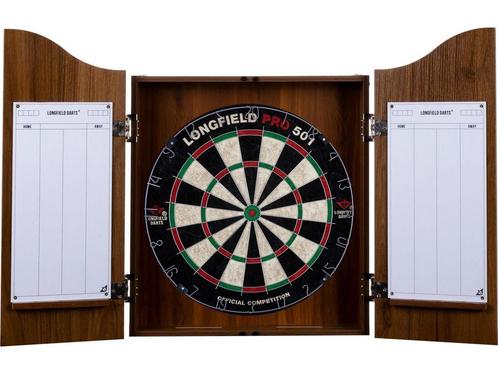 Longfield Games Dartkast Bruin - Dartkast met Sisal dartbord, Huis en Inrichting, Woonaccessoires | Overige, Zo goed als nieuw