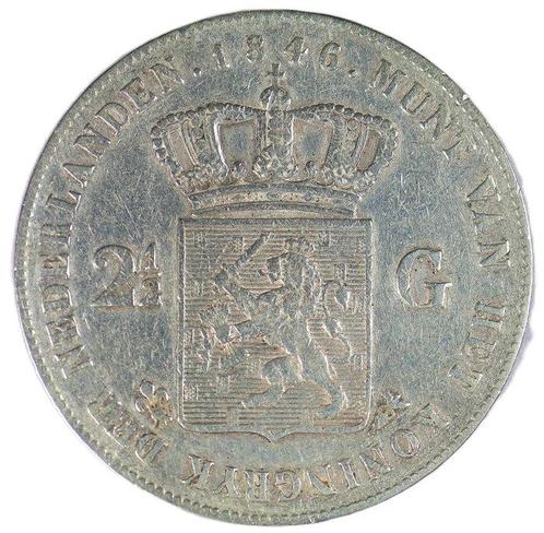 Nederland. Willem II. 2 1/2 Gulden 1846 - Sch.512 (Zonder, Postzegels en Munten, Munten | Nederland