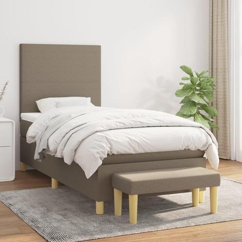 vidaXL Boxspring met matras stof taupe 100x200 cm, Huis en Inrichting, Slaapkamer | Bedden, 100 cm, 200 cm, Eenpersoons, Nieuw