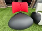 Leolux Pallone fauteuil zwart/rood leren design relax stoel, Nieuw, Leer, Design