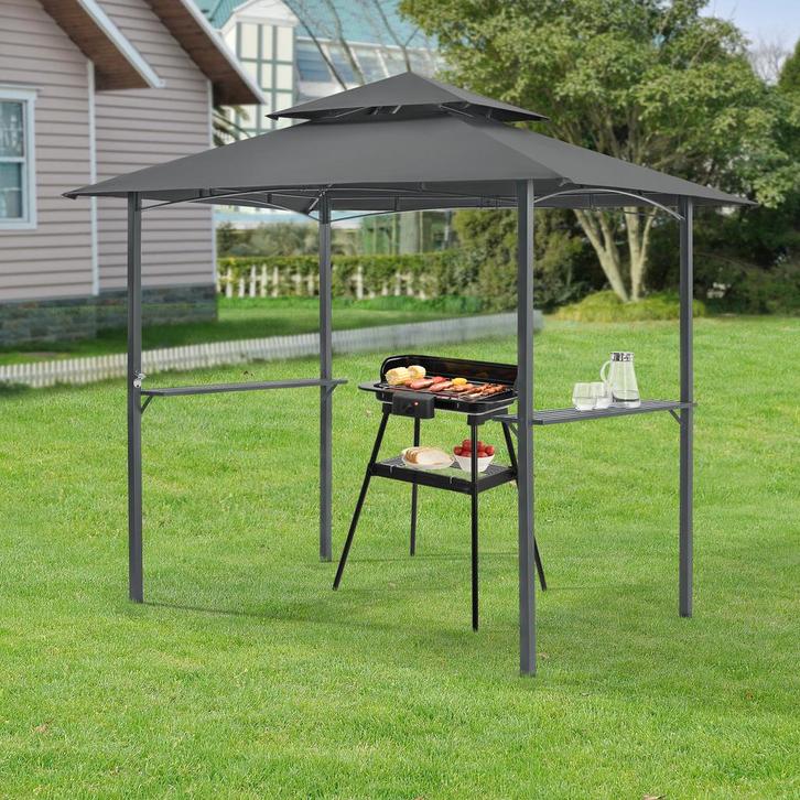 Steakhouse BBQ paviljoen 250x241x151 cm brandvertragend, Tuin en Terras, Partytenten, Verzenden