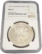 Koning Willem III 2 1/2 Gulden 1851b, Zilver, Losse munt, Verzenden