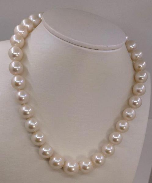 Halsketting Grote maat - 12x15mm ronde witte Edison parels, Sieraden, Tassen en Uiterlijk, Kettingen