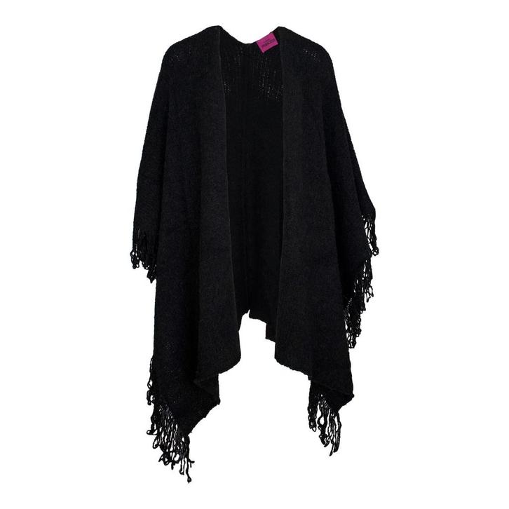 Frogbox • zwarte wollen poncho • one size, Kleding | Dames, Truien en Vesten, Zwart, Nieuw, Verzenden