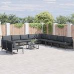 vidaXL Tuinbankenset met kussen 12 pcs Zwart Staal, Tuin en Terras, Tuinsets en Loungesets, Verzenden, Nieuw, Rvs