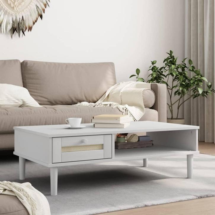 vidaXL Salontafel SENJA 100x55x33 cm rattan-look massief, Huis en Inrichting, Tafels | Salontafels, 100 tot 150 cm, Nieuw, Overige houtsoorten