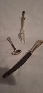 Lepel (3) - Hollands zilver fruitmes, Zilver Zuurvorkje,, Antiek en Kunst