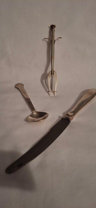 Lepel (3) - Hollands zilver fruitmes, Zilver Zuurvorkje,, Antiek en Kunst, Antiek | Goud en Zilver