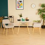 Set van 2 Scandinavische eetkamerstoelen met beige stoffen a, Verzenden, Zo goed als nieuw