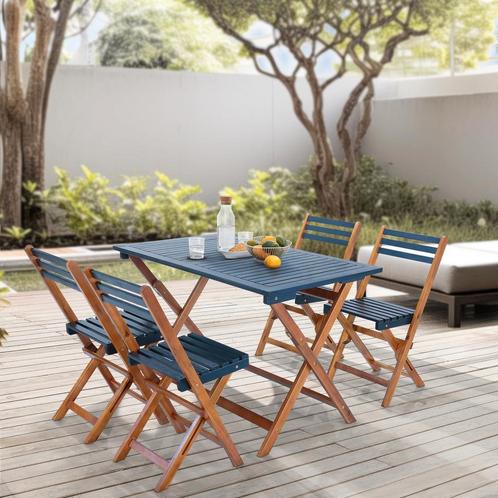 Tuinset Altamura 5-delig tuintafel met 4 tuinstoelen houtkle, Tuin en Terras, Tuinsets en Loungesets, Nieuw, Verzenden