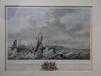 Kopergravure Staveren vanuit Zuiderzee, M. Sallieth 1781, Antiek en Kunst, Kunst | Etsen en Gravures, Verzenden