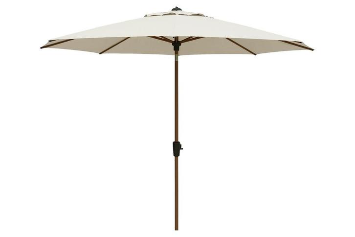 Madison Lissabon teak/champagne stokparasol 300 cm. - Olefin, Tuin en Terras, Parasols, Stokparasol, Nieuw, Kantelbaar, Verzenden