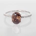 Verlovingsring - 14 karaat Witgoud - 1.11ct. tw. Bruin