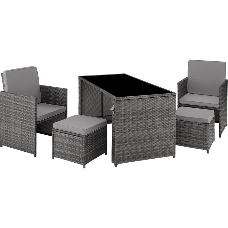 Wicker zitgroep Palermo 2+2+1 - grijs, Tuin en Terras, Tuinsets en Loungesets, Verzenden