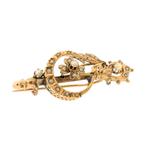 Vintage gouden broche met parels (gouden sieraden, geelgoud), Sieraden, Tassen en Uiterlijk, Broches, Gebruikt, Overige kleuren
