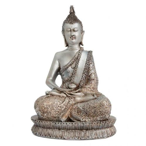 Meditatieve Boeddha in Thaise Stijl: Zilver en Brons - 28 cm, Huis en Inrichting, Woonaccessoires | Overige, Verzenden